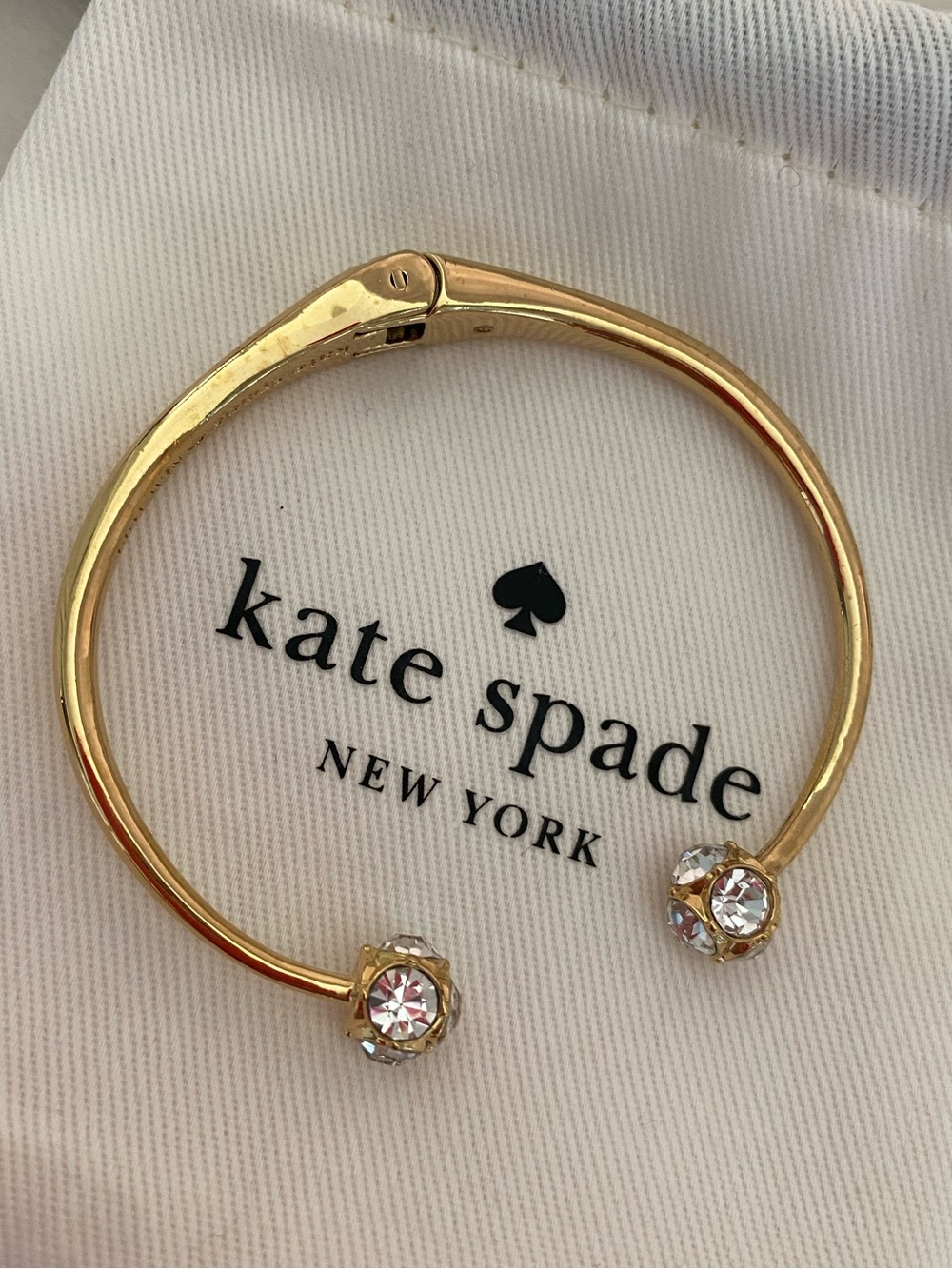 kate spade Marmalade Gold Open Cuff Bracelet with Crystal Ends